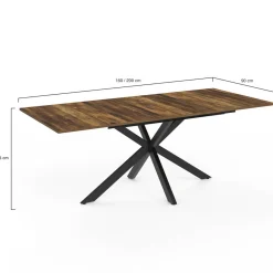 IDMarket Table à manger industrielle extensible 6-10 personnes bois foncé 160-200 cm* Collection Vintage|Tables