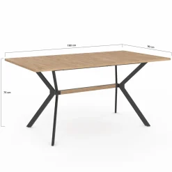 IDMarket Table à manger industrielle rectangulaire bois et noir* Tables