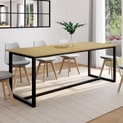 IDMarket Table à manger industrielle extensible bois et métal 8-12 personnes* Tables|Tables Et Chaises