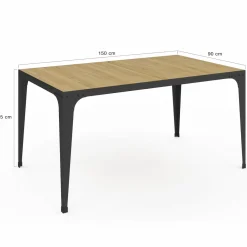IDMarket Table à manger industrielle bois et noir 8 personnes* Tables|Tables Et Chaises