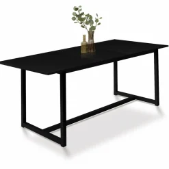 IDMarket Table à manger noire extensible style industriel* Collection Design|Collection Moderne