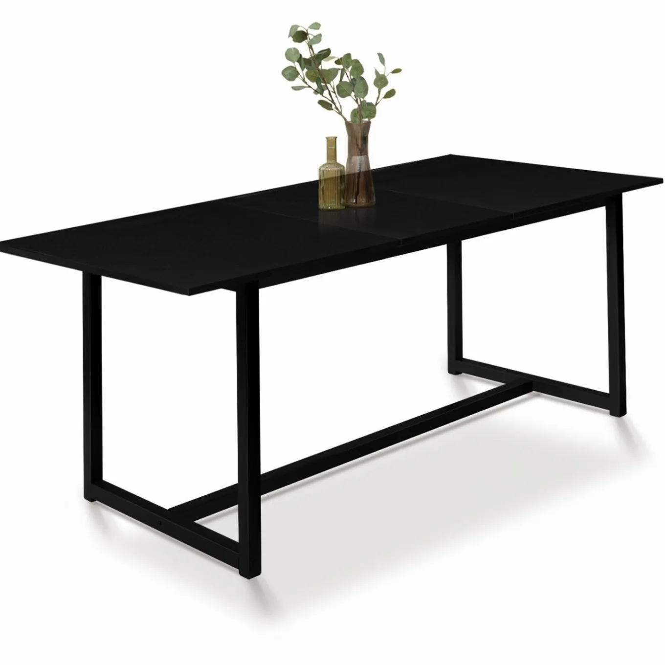 IDMarket Table à manger noire extensible style industriel* Collection Design|Collection Moderne