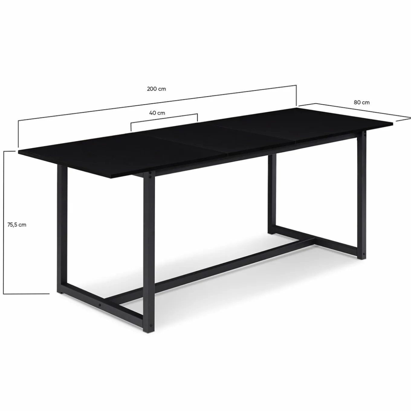 IDMarket Table à manger noire extensible style industriel* Collection Design|Collection Moderne