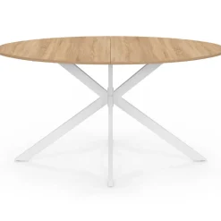 IDMarket Table à manger ovale 150 cm 8 personnes plateau bois et pied araignée métal blanc* Collection Industrielle|Salle À Manger Complète