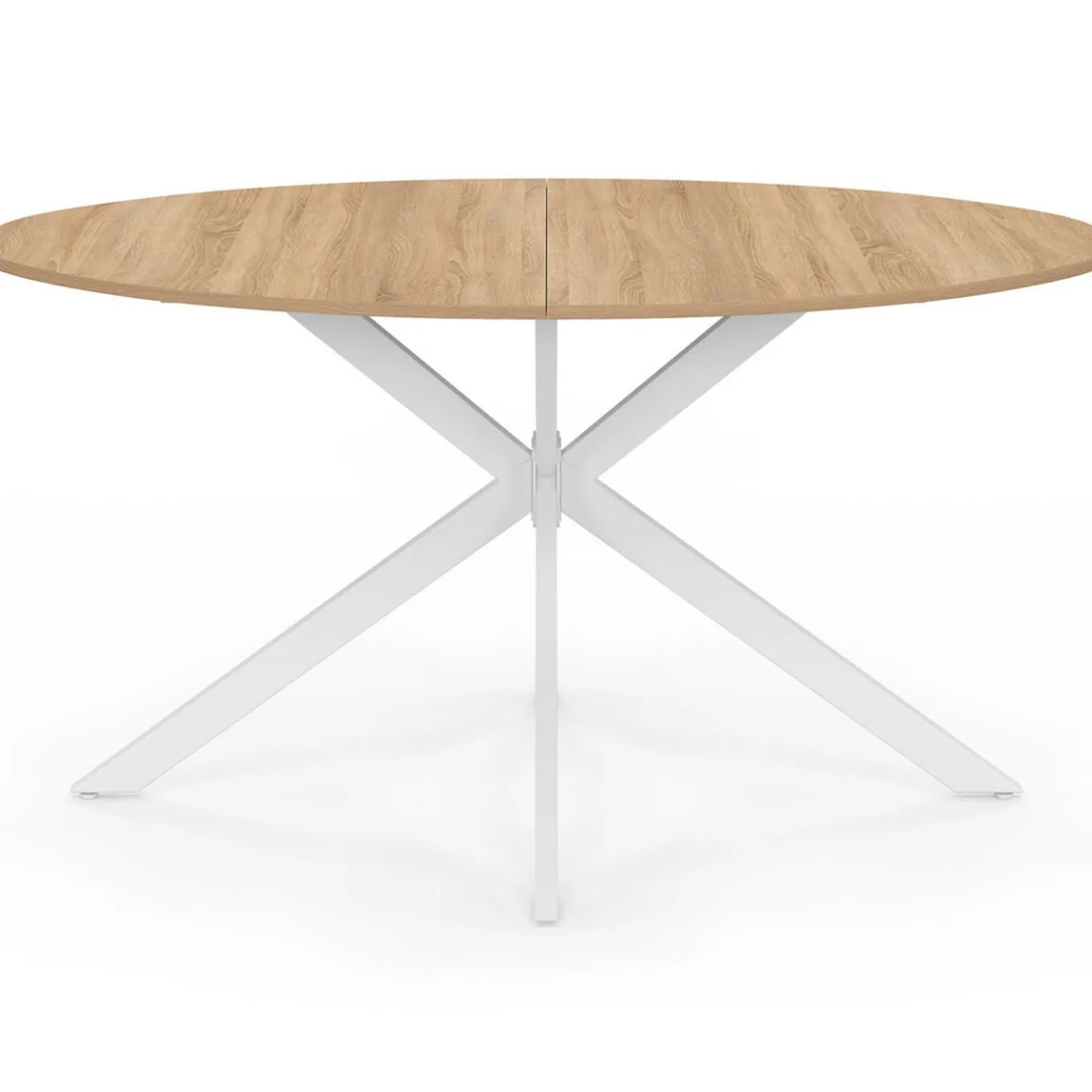 IDMarket Table à manger ovale 150 cm 8 personnes plateau bois et pied araignée métal blanc* Collection Industrielle|Salle À Manger Complète