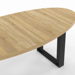 IDMarket Table à manger ovale 200 cm 8 personnes bois et noir style industriel* Meubles En Bois|Salle À Manger Complète