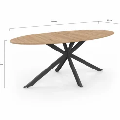 IDMarket Table à manger ovale 10 personnes noire et bois* Collection Industrielle|Salle À Manger Complète