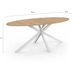 IDMarket Table à manger ovale industrielle bois et blanc* Tables|Tables Et Chaises