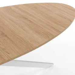 IDMarket Table à manger ovale industrielle bois et blanc* Tables|Tables Et Chaises