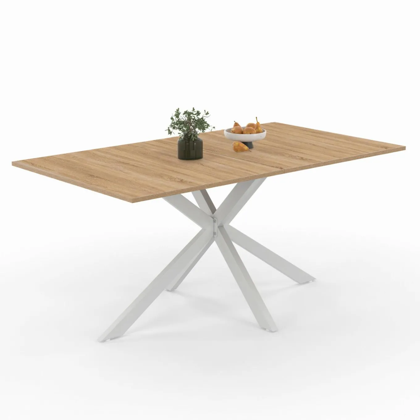 IDMarket Table à manger pied central bois et blanc 8 personnes* Meubles En Bois|Collection Industrielle