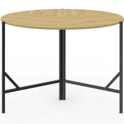 IDMarket Table à manger pliante ronde 4 personnes 110 cm bois et noir style industriel* Tables Et Chaises|Tables