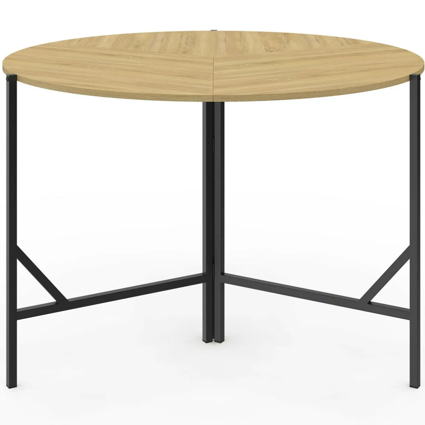 IDMarket Table à manger pliante ronde 4 personnes 110 cm bois et noir style industriel* Tables Et Chaises|Tables