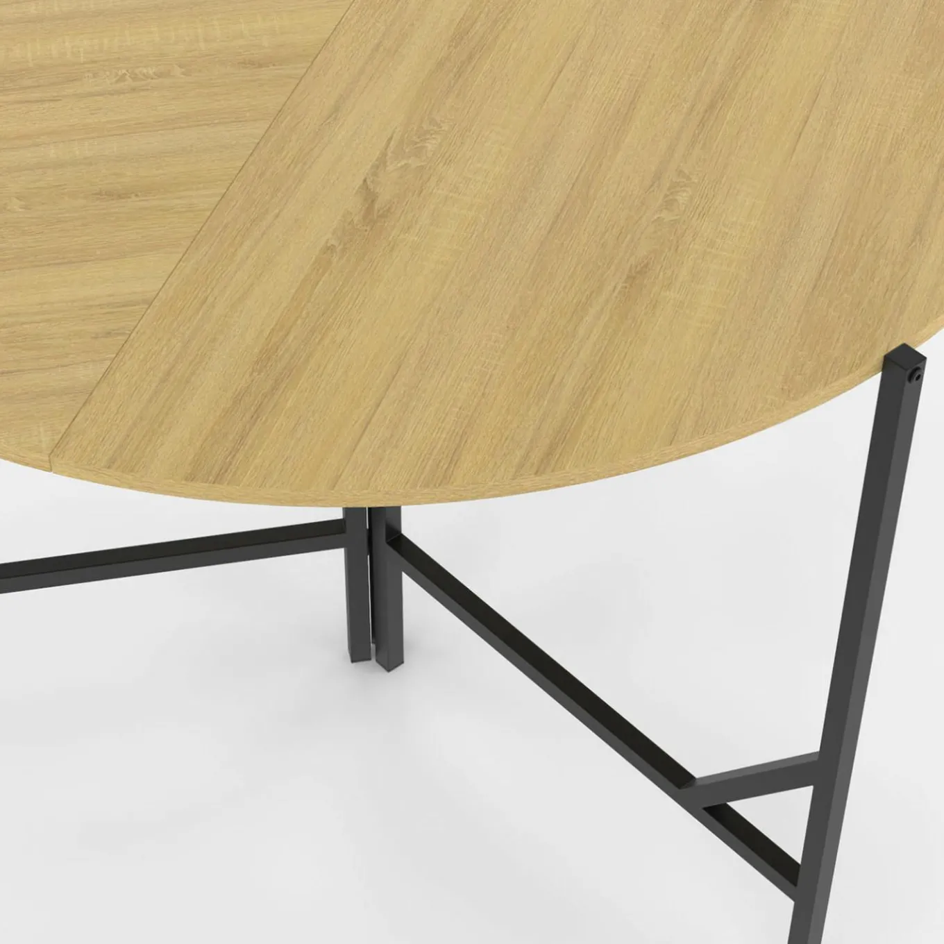 IDMarket Table à manger pliante ronde 4 personnes 110 cm bois et noir style industriel* Tables Et Chaises|Tables
