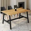 IDMarket Table à manger rectangle 6 personnes bois et métal 160 cm* Tables|Tables Et Chaises