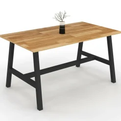 IDMarket Table à manger rectangle 6 personnes bois et métal 160 cm* Tables|Tables Et Chaises