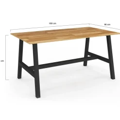 IDMarket Table à manger rectangle 6 personnes bois et métal 160 cm* Tables|Tables Et Chaises