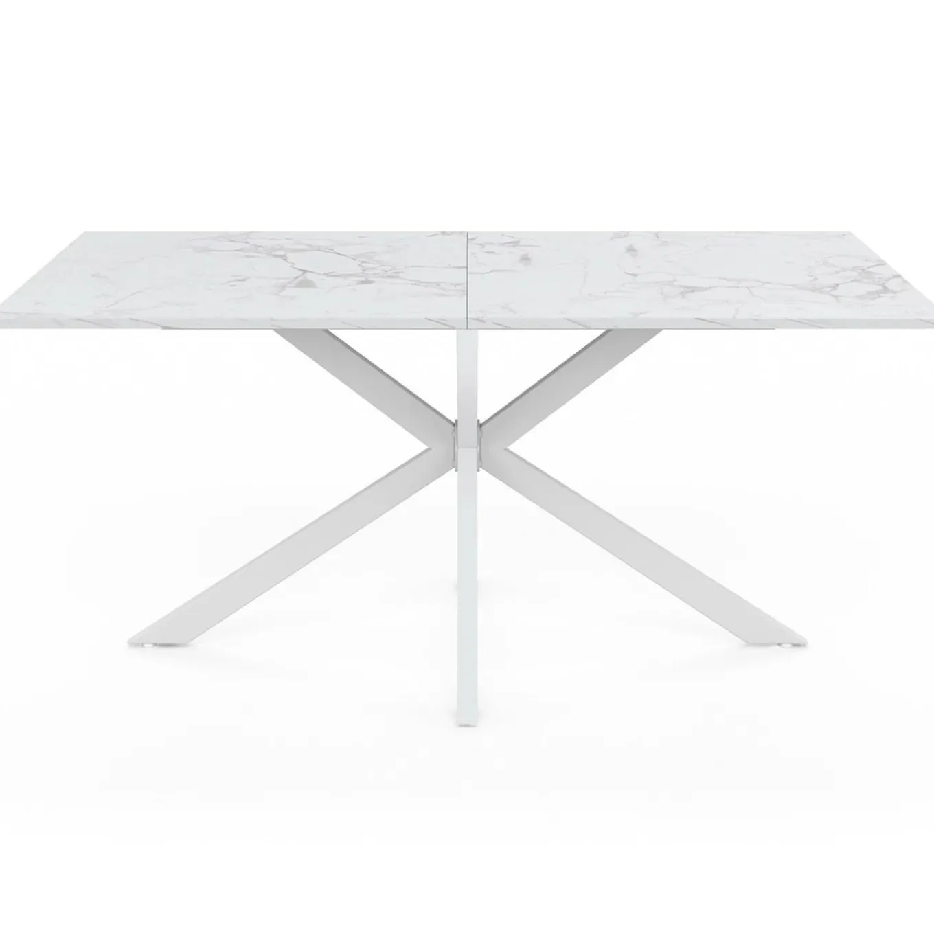 IDMarket Table à manger rectangle 160 cm 8 personnes pied araignée blanc plateau effet marbre blanc* Salle À Manger Complète|Tables Et Chaises