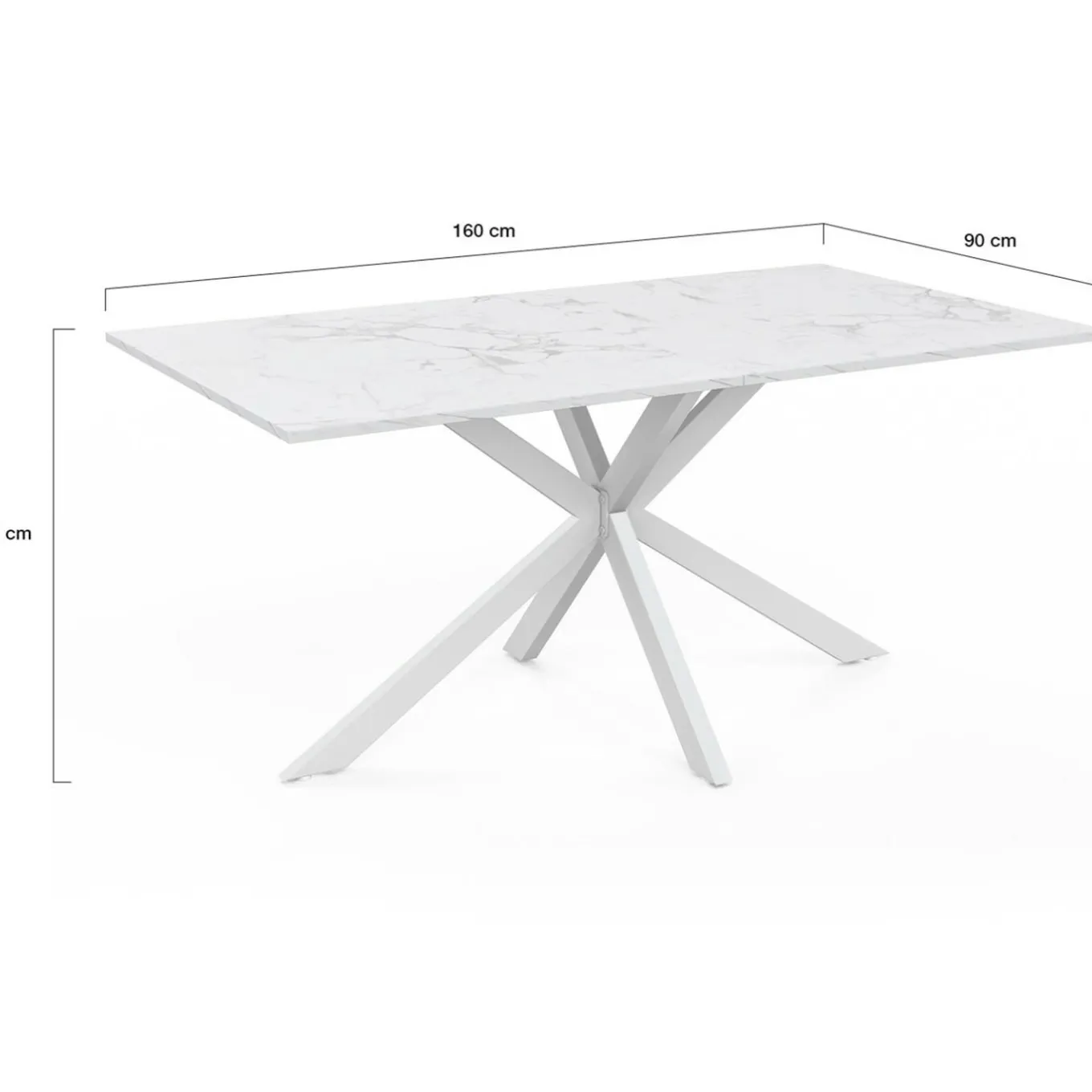 IDMarket Table à manger rectangle 160 cm 8 personnes pied araignée blanc plateau effet marbre blanc* Salle À Manger Complète|Tables Et Chaises