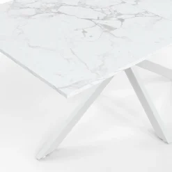IDMarket Table à manger rectangle 160 cm 8 personnes pied araignée blanc plateau effet marbre blanc* Salle À Manger Complète|Tables Et Chaises