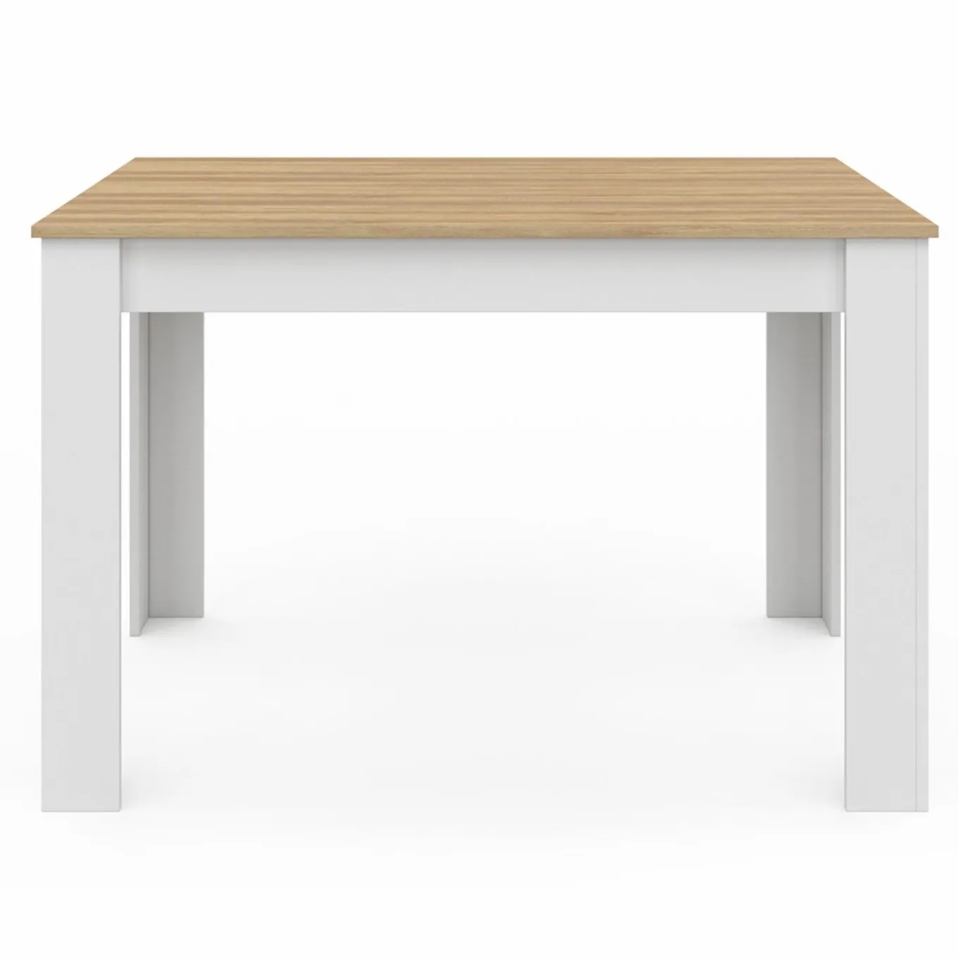 IDMarket Table à manger rectangle blanche plateau façon hêtre 4 personnes* Tables