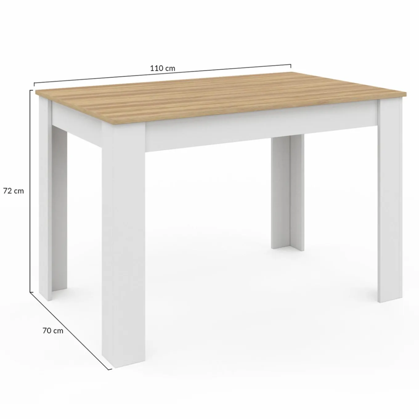 IDMarket Table à manger rectangle blanche plateau façon hêtre 4 personnes* Tables
