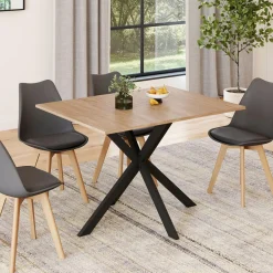 IDMarket Table à manger rectangle bois et noir 6 personnes 110cm pied araignée* Tables|Collection Industrielle
