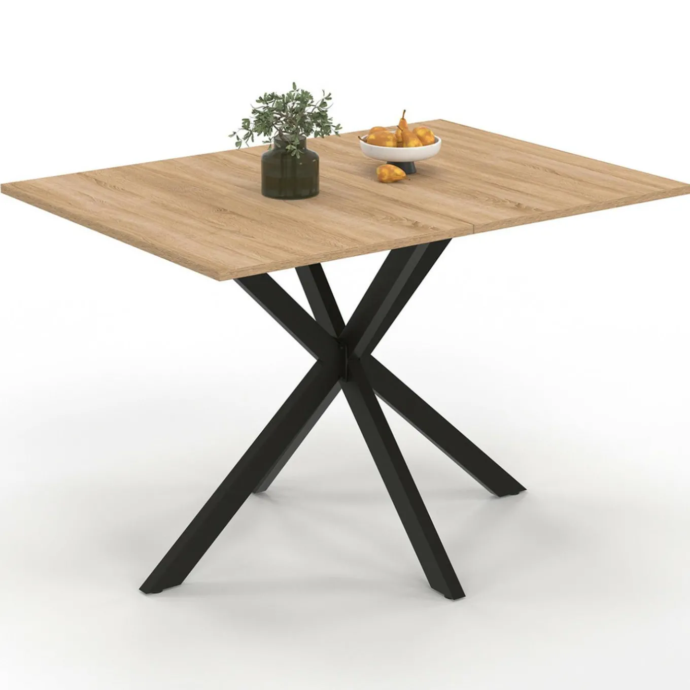 IDMarket Table à manger rectangle bois et noir 6 personnes 110cm pied araignée* Tables|Collection Industrielle