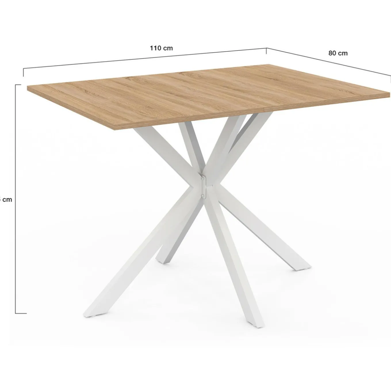 IDMarket Table à manger rectangle plateau bois 110 cm pied araignée blanc 6 personnes* Tables|Collection Industrielle