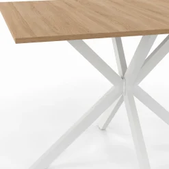IDMarket Table à manger rectangle plateau bois 110 cm pied araignée blanc 6 personnes* Tables|Collection Industrielle