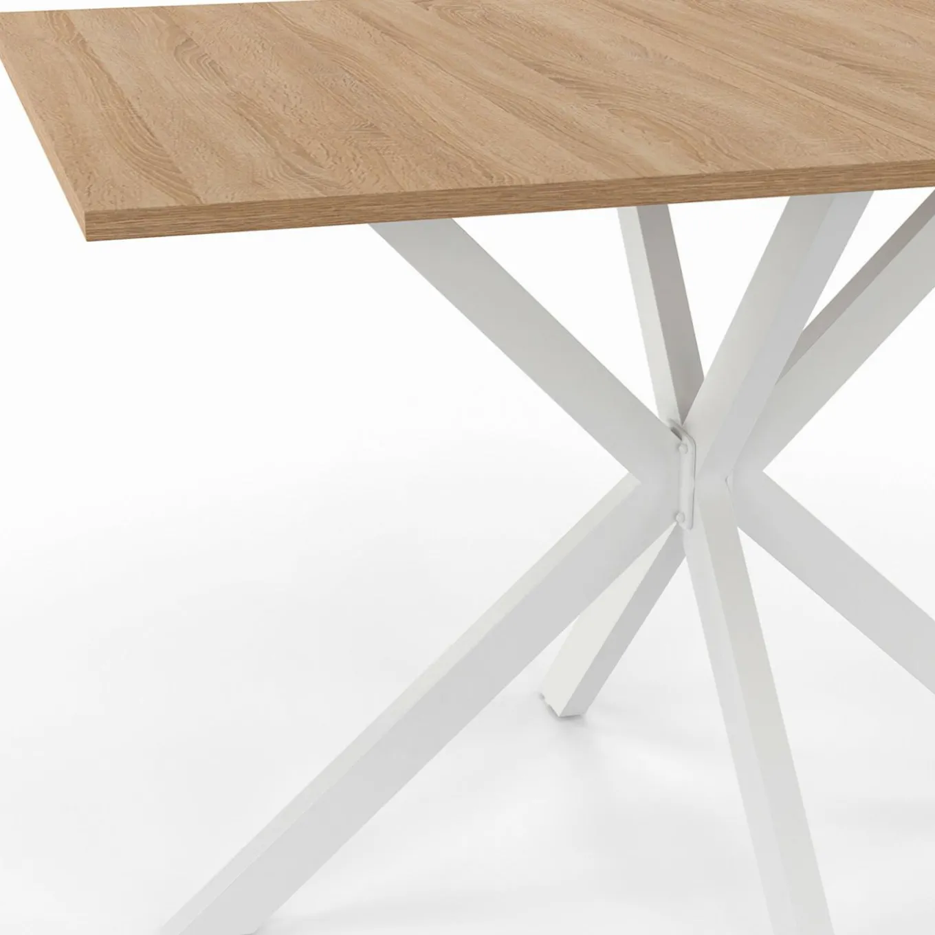 IDMarket Table à manger rectangle plateau bois 110 cm pied araignée blanc 6 personnes* Tables|Collection Industrielle