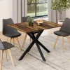 IDMarket Table à manger rectangle plateau bois foncé 110 cm pied araignée noir 6 personnes* Collection Vintage|Tables Et Chaises