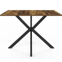 IDMarket Table à manger rectangle plateau bois foncé 110 cm pied araignée noir 6 personnes* Collection Vintage|Tables Et Chaises