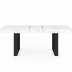 IDMarket Table à manger rectangulaire extensible effet marbre et noir* Collection Design|Tables