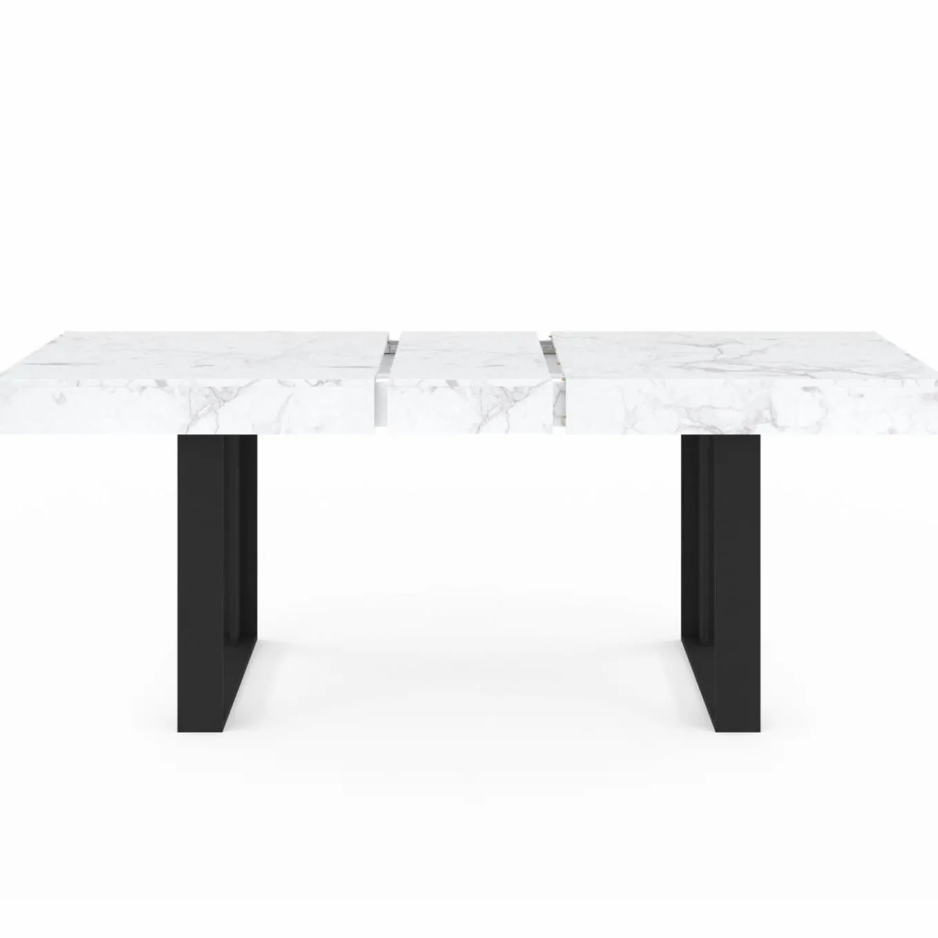 IDMarket Table à manger rectangulaire extensible effet marbre et noir* Collection Design|Tables