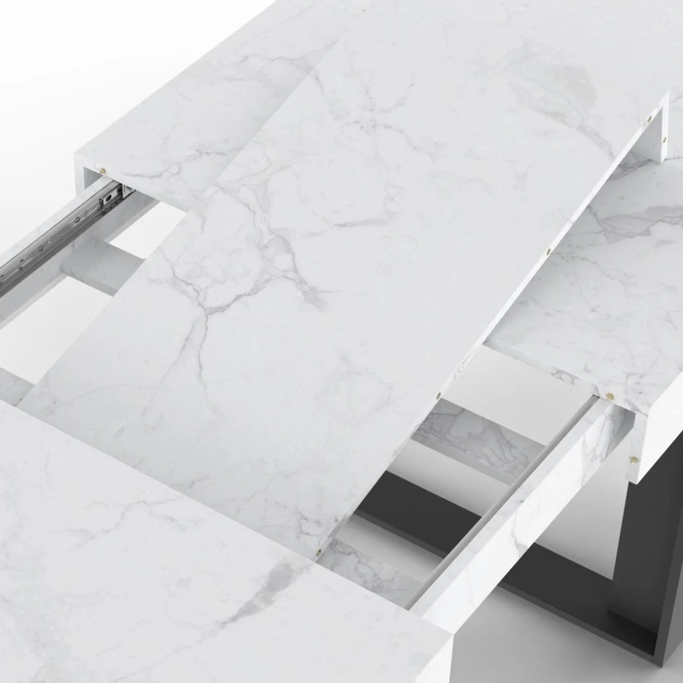 IDMarket Table à manger rectangulaire extensible effet marbre et noir* Collection Design|Tables