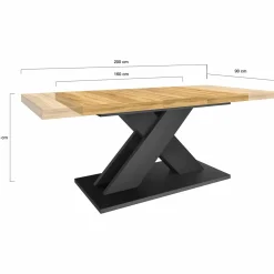 IDMarket Table à manger rectangulaire extensible bois et noir 6-10 personnes* Tables