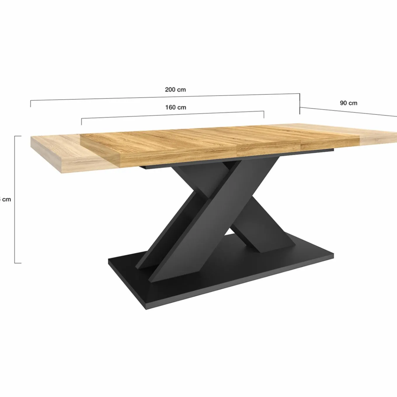 IDMarket Table à manger rectangulaire extensible bois et noir 6-10 personnes* Tables