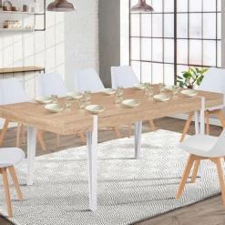 IDMarket Table à manger rectangulaire 10 personnes 200 cm bois et pieds épingle blanc* Meubles En Bois|Tables