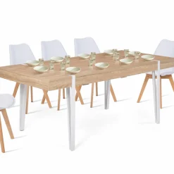 IDMarket Table à manger rectangulaire 10 personnes 200 cm bois et pieds épingle blanc* Meubles En Bois|Tables