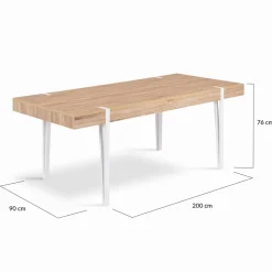 IDMarket Table à manger rectangulaire 10 personnes 200 cm bois et pieds épingle blanc* Meubles En Bois|Tables