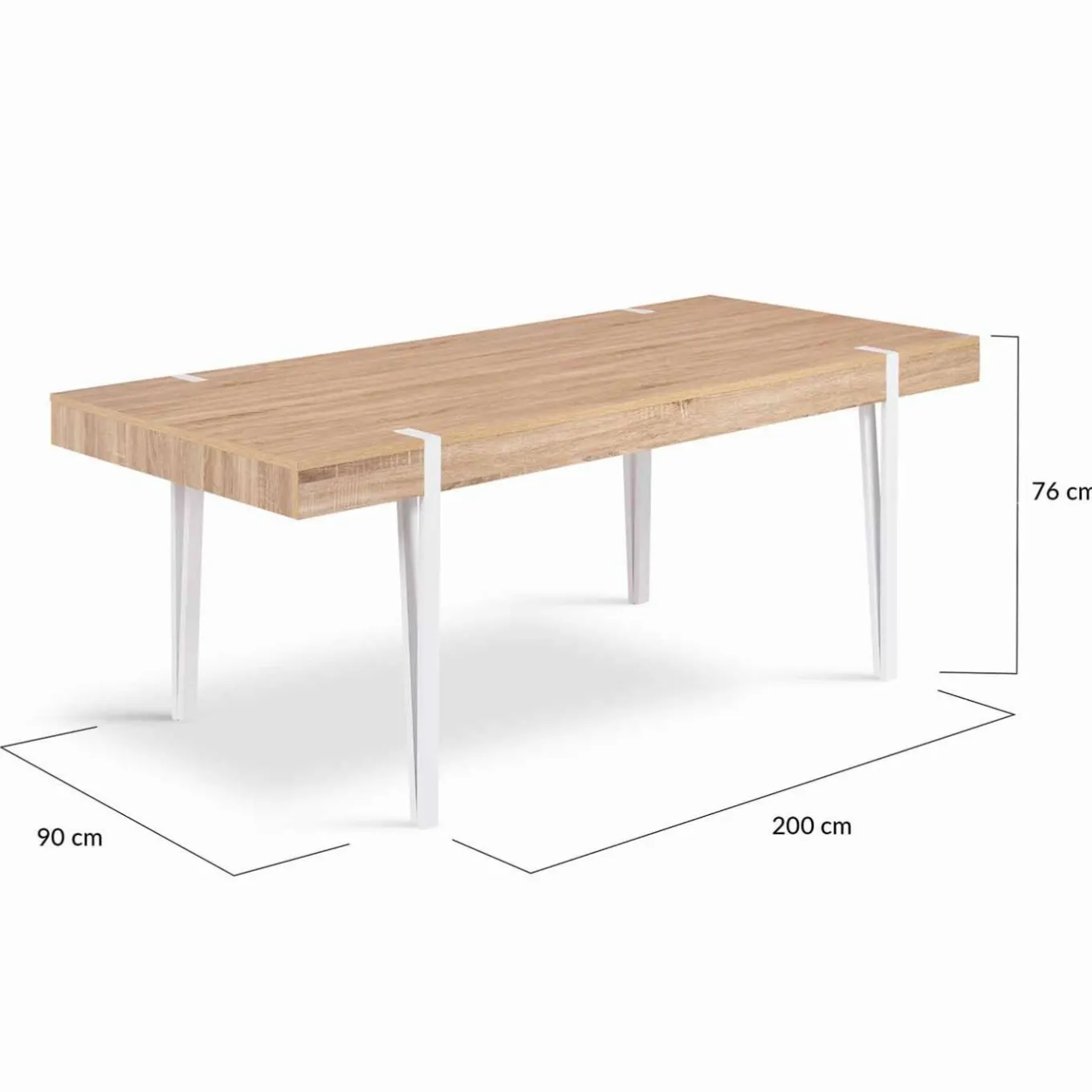 IDMarket Table à manger rectangulaire 10 personnes 200 cm bois et pieds épingle blanc* Meubles En Bois|Tables