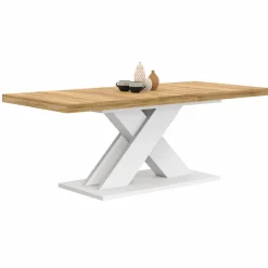 IDMarket Table à manger rectangulaire extensible bois et blanc 6 à 10 personnes* Tables