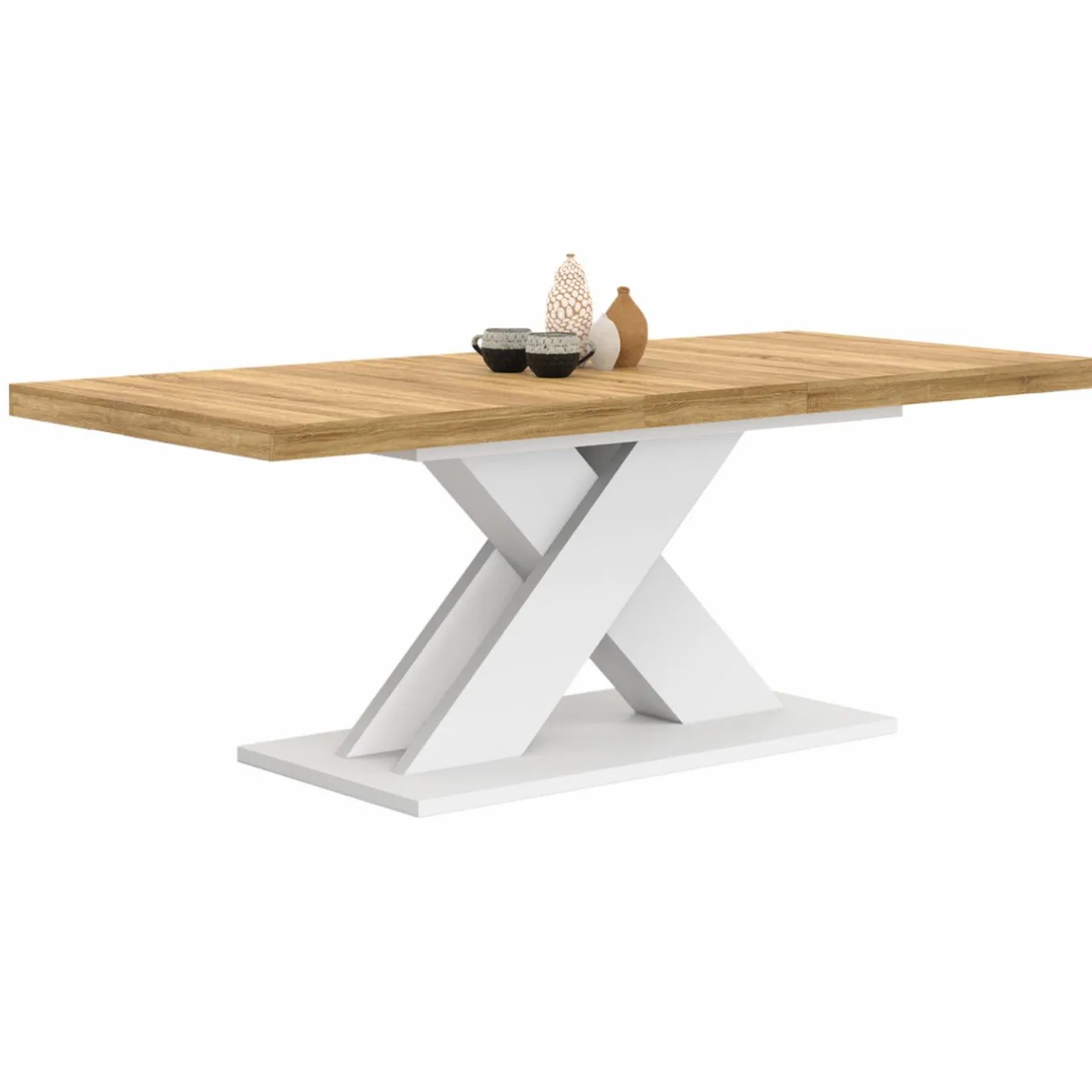 IDMarket Table à manger rectangulaire extensible bois et blanc 6 à 10 personnes* Tables