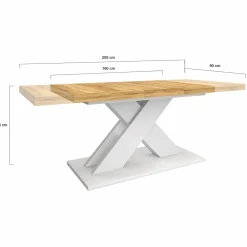 IDMarket Table à manger rectangulaire extensible bois et blanc 6 à 10 personnes* Tables