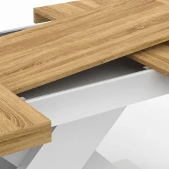 IDMarket Table à manger rectangulaire extensible bois et blanc 6 à 10 personnes* Tables