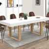 IDMarket Table à manger rectangulaire extensible blanche et bois 160-200 cm* Collection Design|Tables
