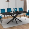 IDMarket Table à manger rectangulaire extensible métal et effet marbre noir 160-200 cm* Collection Design|Tables