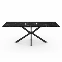 IDMarket Table à manger rectangulaire extensible métal et effet marbre noir 160-200 cm* Collection Design|Tables