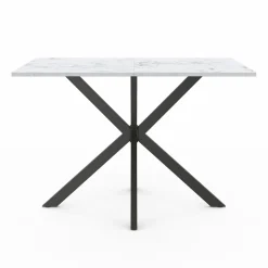 IDMarket Table à manger rectangulaire effet marbre blanc pied araignée métal noir* Collection Design|Tables