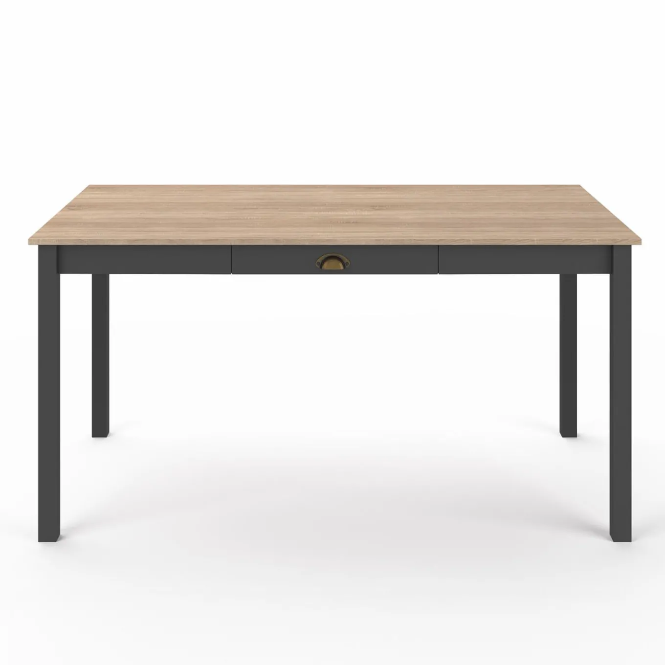 IDMarket Table à manger rectangulaire bois et noir avec tiroir* Collection Vintage|Meubles En Bois
